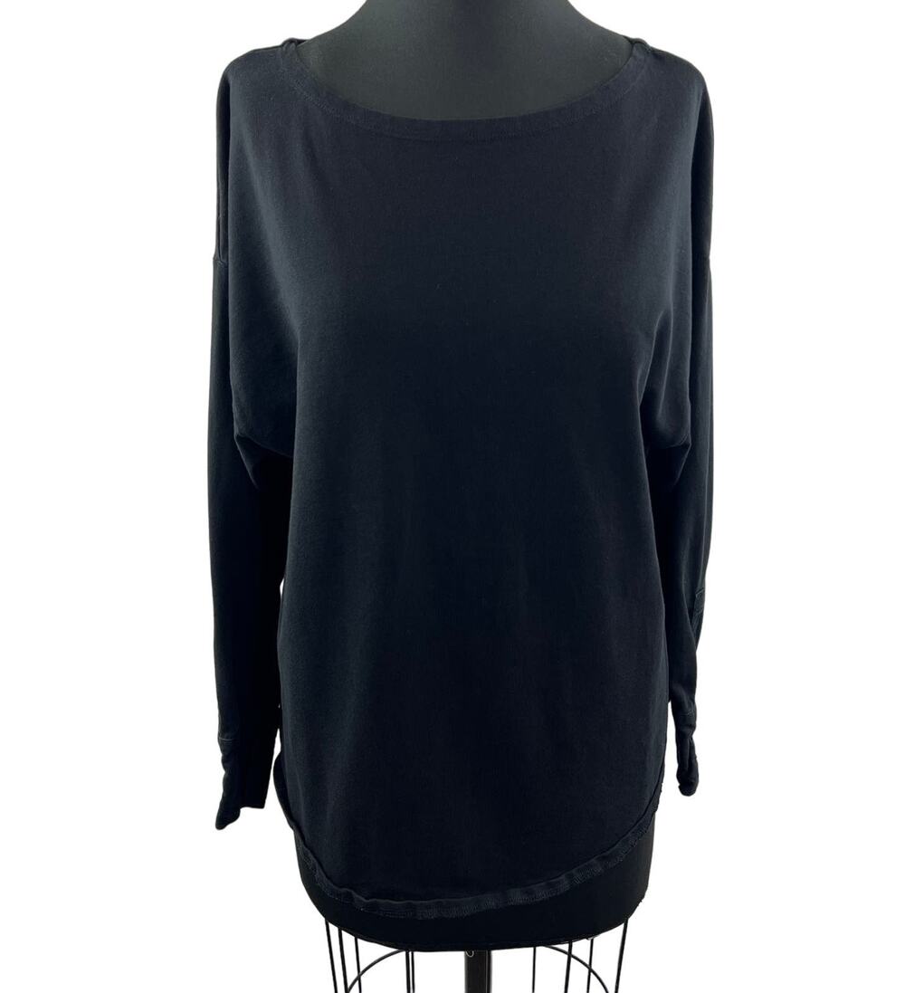 ZARA Black Sweatshirt Boat Neck Long Sleeve Regular Fit Pullover Size M Medium